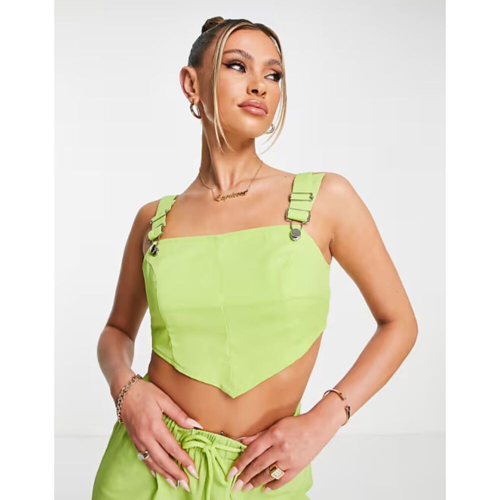 NWT I Saw It First corset top with buckle detail in lime - part of a set